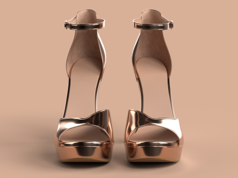 Unbranded Sandal 04 Women Platform Sandal Rose Gold 3Dモデル