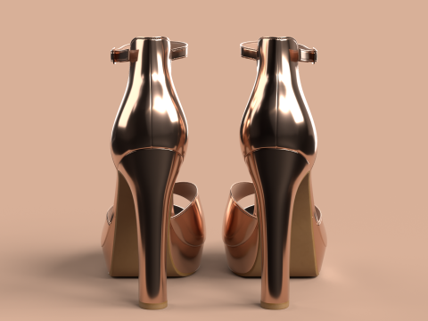Unbranded Sandal 04 Women Platform Sandal Rose Gold 3Dモデル