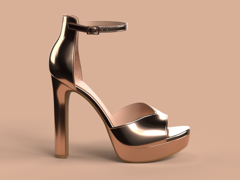 Unbranded Sandal 04 Women Platform Sandal Rose Gold 3Dモデル