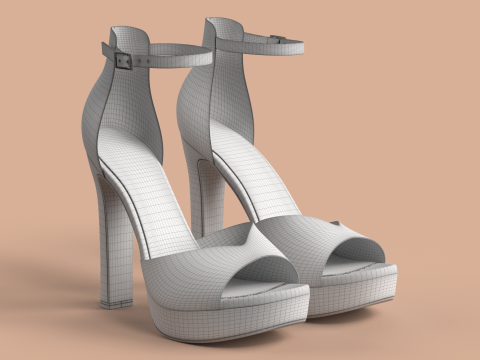 Unbranded Sandal 04 Women Platform Sandal Rose Gold 3Dモデル