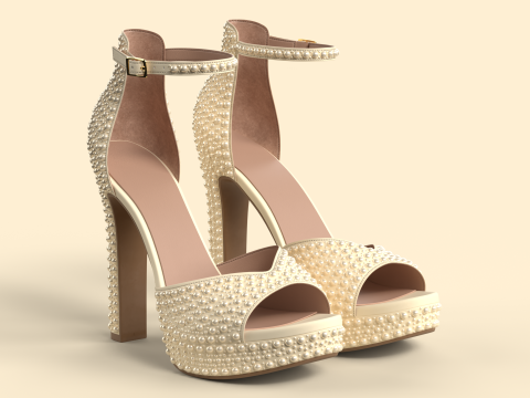 Unbranded Sandal 05 Women Platform Sandal Pearls 3Dモデル
