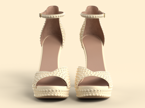 Unbranded Sandal 05 Women Platform Sandal Pearls Modelo 3D