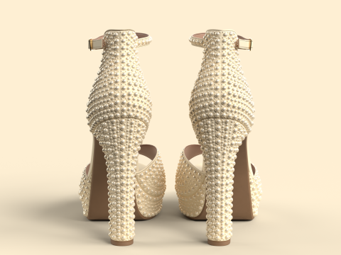 Unbranded Sandal 05 Women Platform Sandal Pearls Modelo 3D