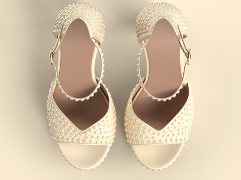 Unbranded Sandal 05 Women Platform Sandal Pearls Modelo 3D