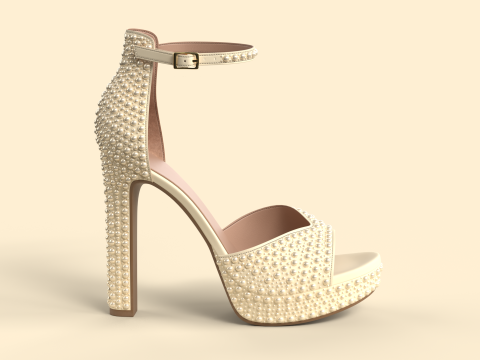 Unbranded Sandal 05 Women Platform Sandal Pearls Modelo 3D