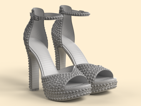 Unbranded Sandal 05 Women Platform Sandal Pearls Modelo 3D