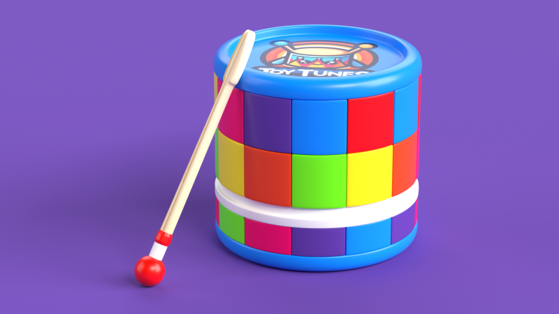 Toy 3 Drum Music Toy for kids 3D Model .c4d .max .obj .3ds .fbx .stl .blend 
