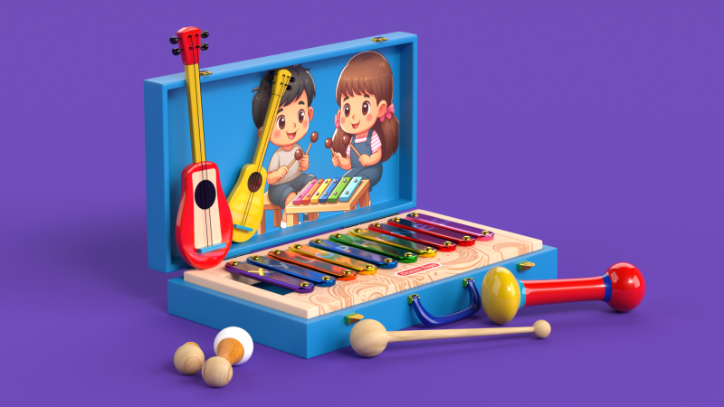 Toy 9 Xylophone Music Toy for kids 3D Model .c4d .max .obj .3ds .fbx .stl .blend 