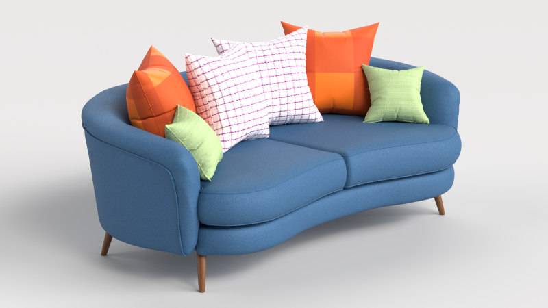 Sofa 2 Multicolor Two-Seater Sofa with 6 pillows Modelo 3D .c4d .max .obj .3ds .fbx .stl .blend 
