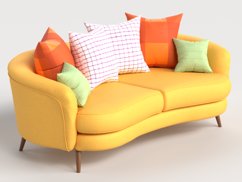 Sofa 2 Multicolor Two-Seater Sofa with 6 pillows Modelo 3D