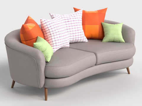 Sofa 2 Multicolor Two-Seater Sofa with 6 pillows Modelo 3D