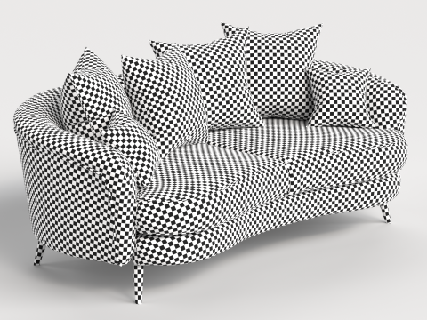 Sofa 2 Multicolor Two-Seater Sofa with 6 pillows Modelo 3D