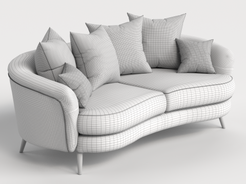 Sofa 2 Multicolor Two-Seater Sofa with 6 pillows Modelo 3D