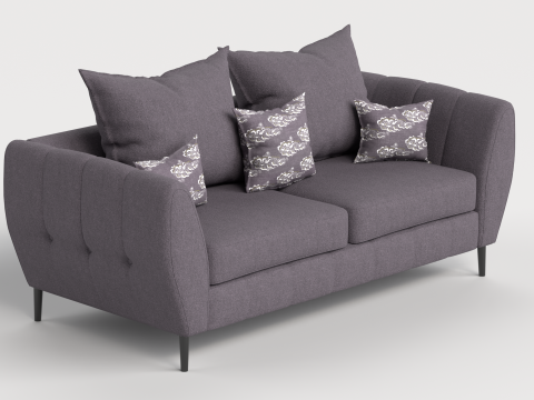 Sofa 4 Multicolor Two-Seater Sofa with 5 pillows 3D Model