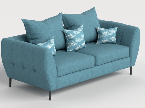 Sofa 4 Multicolor Two-Seater Sofa with 5 pillows Model 3D