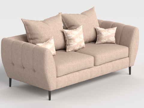 Sofa 4 Multicolor Two-Seater Sofa with 5 pillows Model 3D