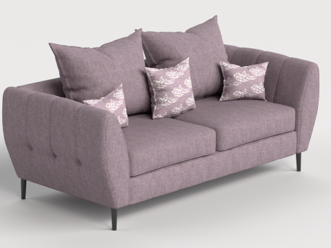 Sofa 4 Multicolor Two-Seater Sofa with 5 pillows Model 3D