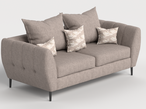 Sofa 4 Multicolor Two-Seater Sofa with 5 pillows Model 3D
