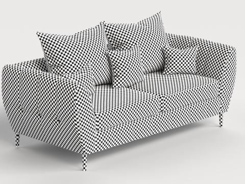 Sofa 4 Multicolor Two-Seater Sofa with 5 pillows Model 3D