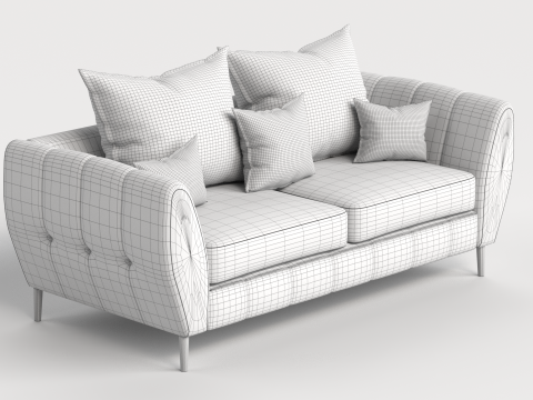 Sofa 4 Multicolor Two-Seater Sofa with 5 pillows Model 3D
