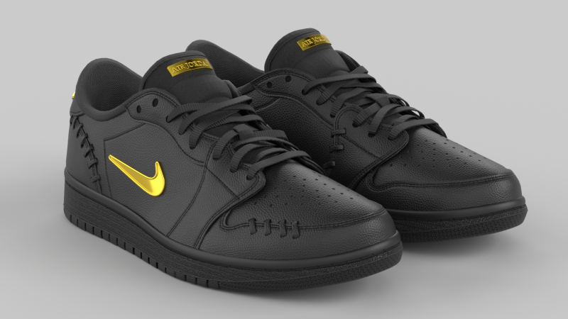 Air Jrdan 1 Low Method of Make Black Metallic Gold 3D Model .c4d .max .obj .3ds .fbx .stl .blend 