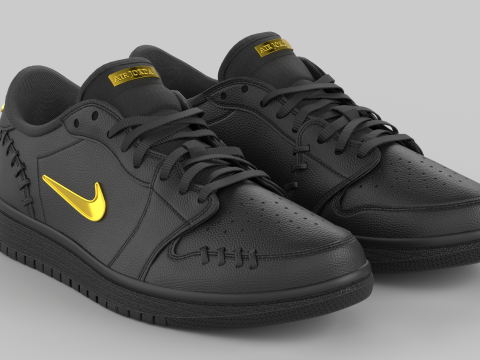 Air Jrdan 1 Low Method of Make Black Metallic Gold 3D Model
