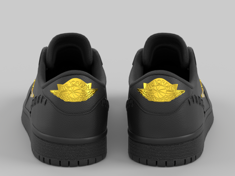 Air Jrdan 1 Low Method of Make Black Metallic Gold 3D Model
