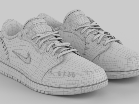 Air Jrdan 1 Low Method of Make Black Metallic Gold 3D Model