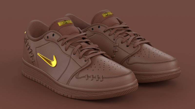 Air Jrdan 1 Low Method of Make Cacao Wow Metallic Gold 3D Model .c4d .max .obj .3ds .fbx .stl .blend 