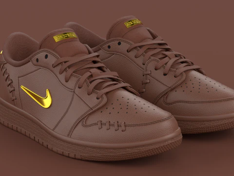 Air Jrdan 1 Low Method of Make Cacao Wow Metallic Gold 3D Model