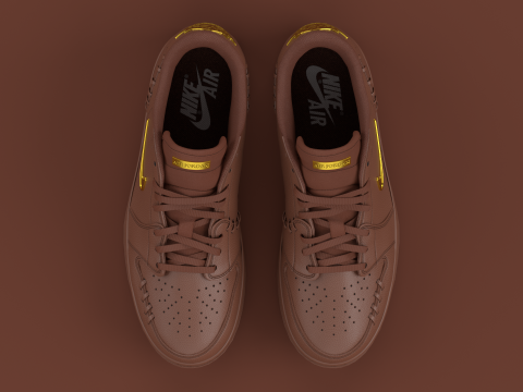Air Jrdan 1 Low Method of Make Cacao Wow Metallic Gold 3D Model