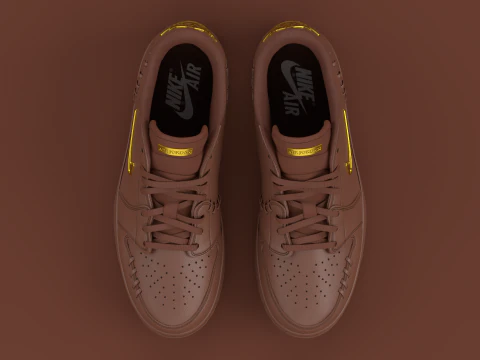 Air Jrdan 1 Low Method of Make Cacao Wow Metallic Gold 3D Model
