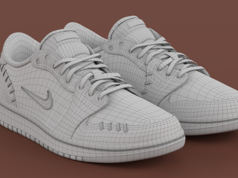 Air Jrdan 1 Low Method of Make Cacao Wow Metallic Gold 3D Model