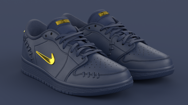 Air Jrdan 1 Low Method of Make Midnight Navy Metallic Gold Modèle 3D .c4d .max .obj .3ds .fbx .stl .blend 