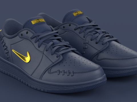 Air Jrdan 1 Low Method of Make Midnight Navy Metallic Gold 3D 모델