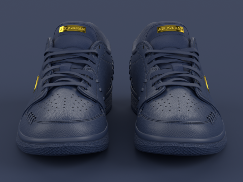 Air Jrdan 1 Low Method of Make Midnight Navy Metallic Gold Modèle 3D