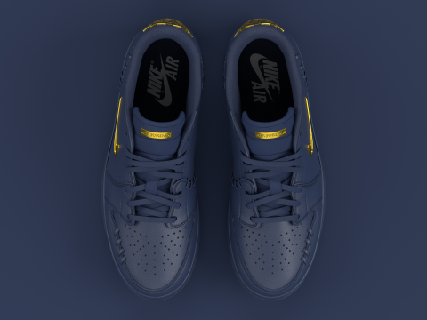 Air Jrdan 1 Low Method of Make Midnight Navy Metallic Gold Modèle 3D