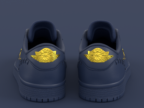 Air Jrdan 1 Low Method of Make Midnight Navy Metallic Gold Modèle 3D