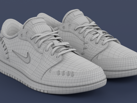 Air Jrdan 1 Low Method of Make Midnight Navy Metallic Gold Modèle 3D