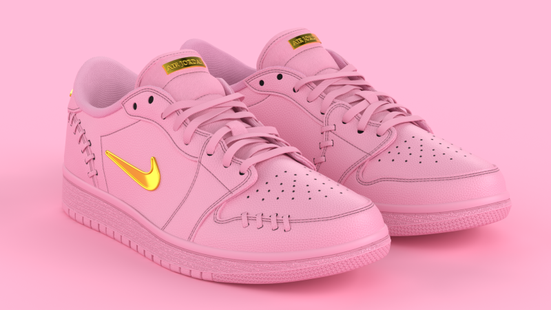 Air Jrdan 1 Low Method of Make Perfect Pink Metallic Gold 3D Model .c4d .max .obj .3ds .fbx .stl .blend 