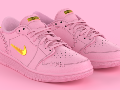 Air Jrdan 1 Low Method of Make Perfect Pink Metallic Gold 3D Модель