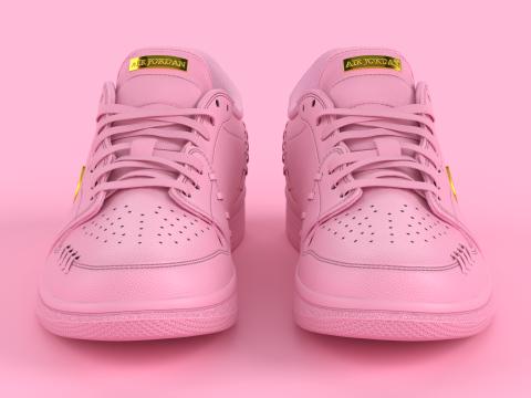 Air Jrdan 1 Low Method of Make Perfect Pink Metallic Gold 3D Model