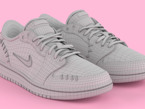Air Jrdan 1 Low Method of Make Perfect Pink Metallic Gold 3D Model