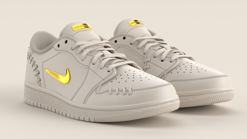 Air Shoe 1 Low Method of Make Sail Metallic Gold 3D Model .c4d .max .obj .3ds .fbx .stl .blend 
