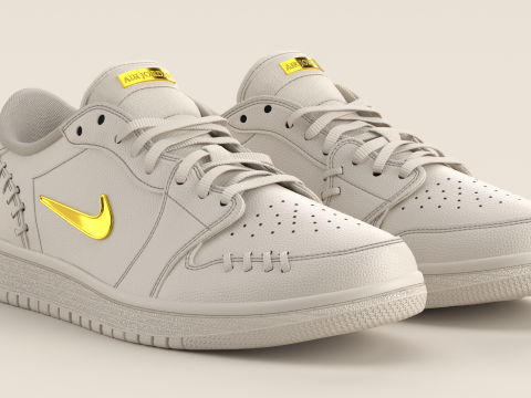 Air Shoe 1 Low Method of Make Sail Metallic Gold 3D 모델