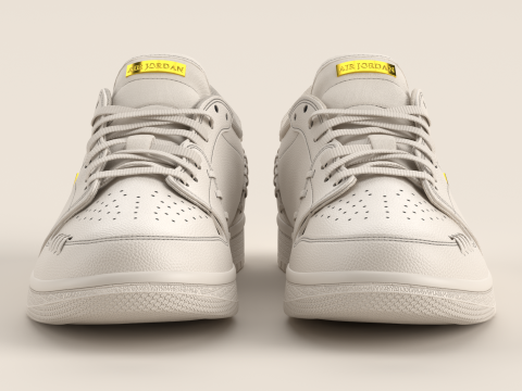 Air Shoe 1 Low Method of Make Sail Metallic Gold 3D Model