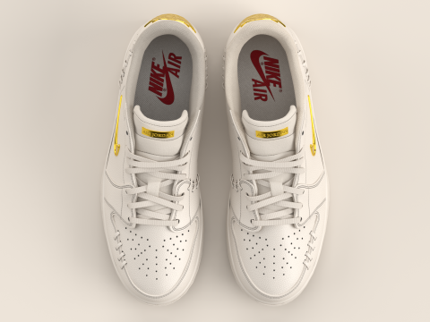 Air Shoe 1 Low Method of Make Sail Metallic Gold 3D Model