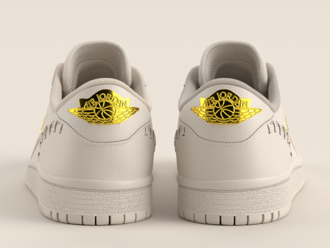 Air Shoe 1 Low Method of Make Sail Metallic Gold 3D Model