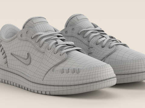 Air Shoe 1 Low Method of Make Sail Metallic Gold 3D Model