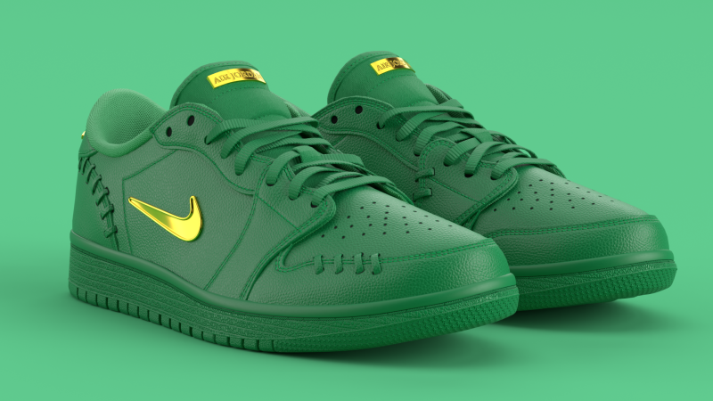 Air Shoe Low Method of Make Green Metallic Gold 3D Model .c4d .max .obj .3ds .fbx .stl .blend